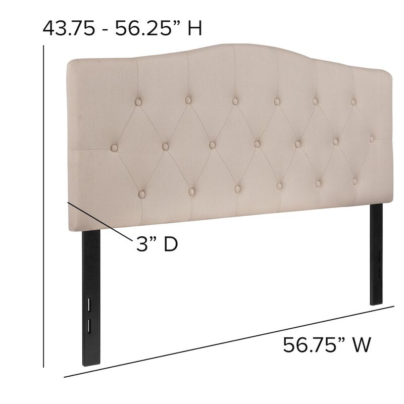 Flash Furniture Tufted Upholstered Full Size Headboard in Beige Fabric image number 2