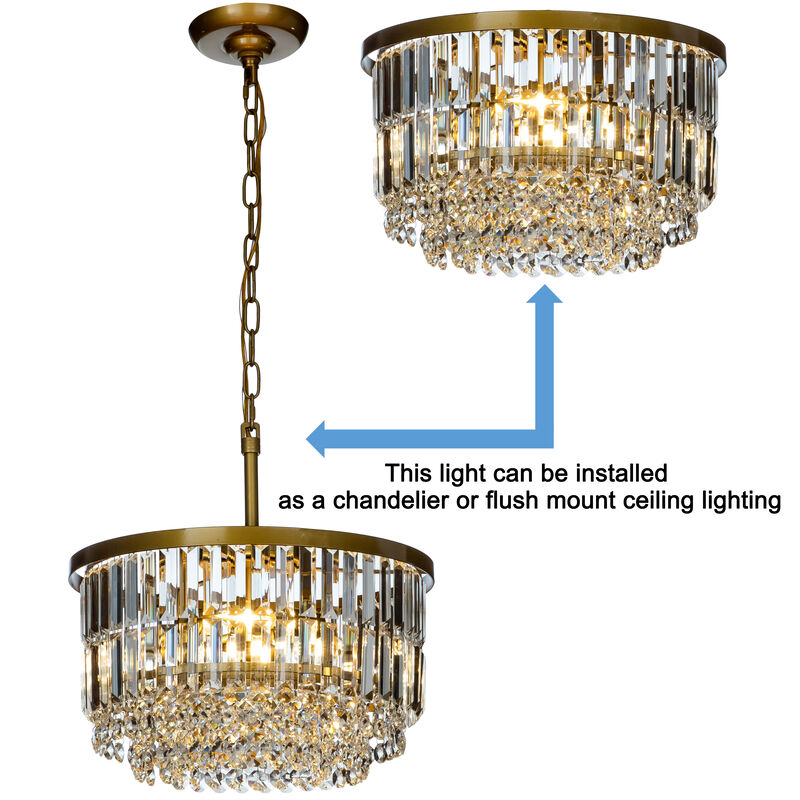 3 Lights 16" Traditional Gold Chandelier With Clear Crystal Accents image number 5