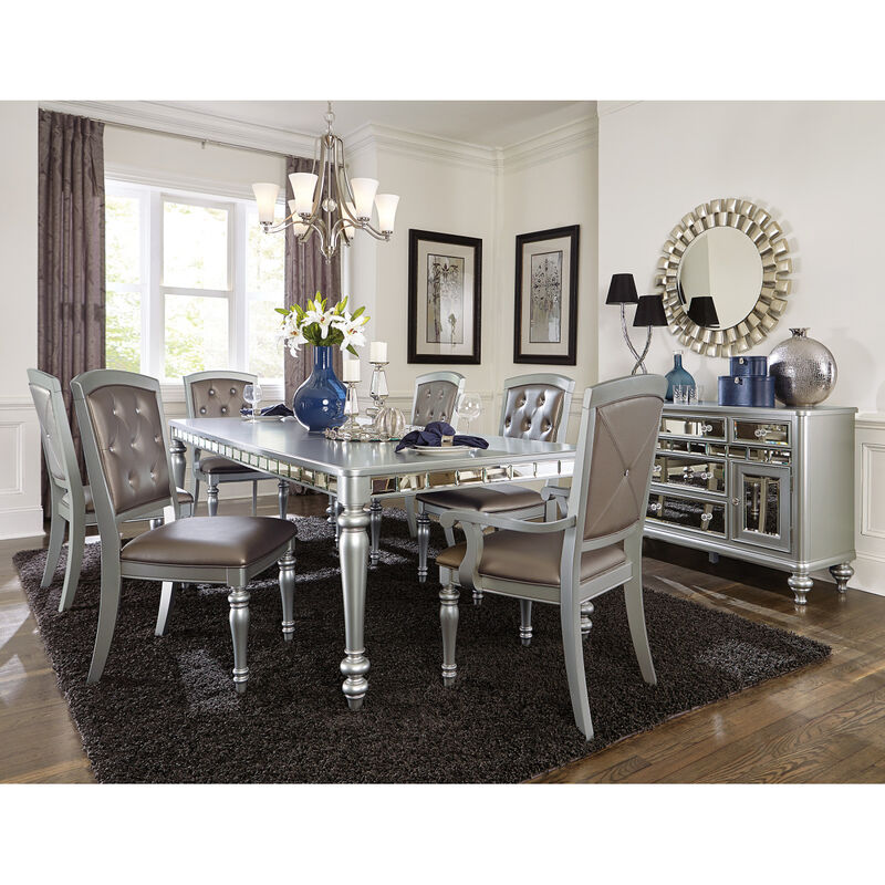 Sparkling Silver Finish Mirrored 1pc Server of 5x Drawers 2x Cabinets Ultra-Modern Style Dining Room