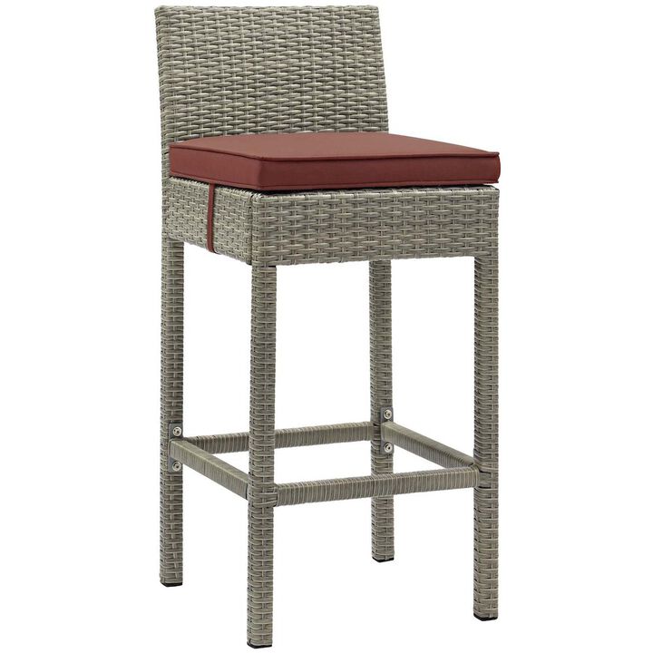 Modway EEI-3604-LGR-PER Conduit Outdoor Patio Wicker Rattan Bar Stools, Set of 2, Light Gray Peridot