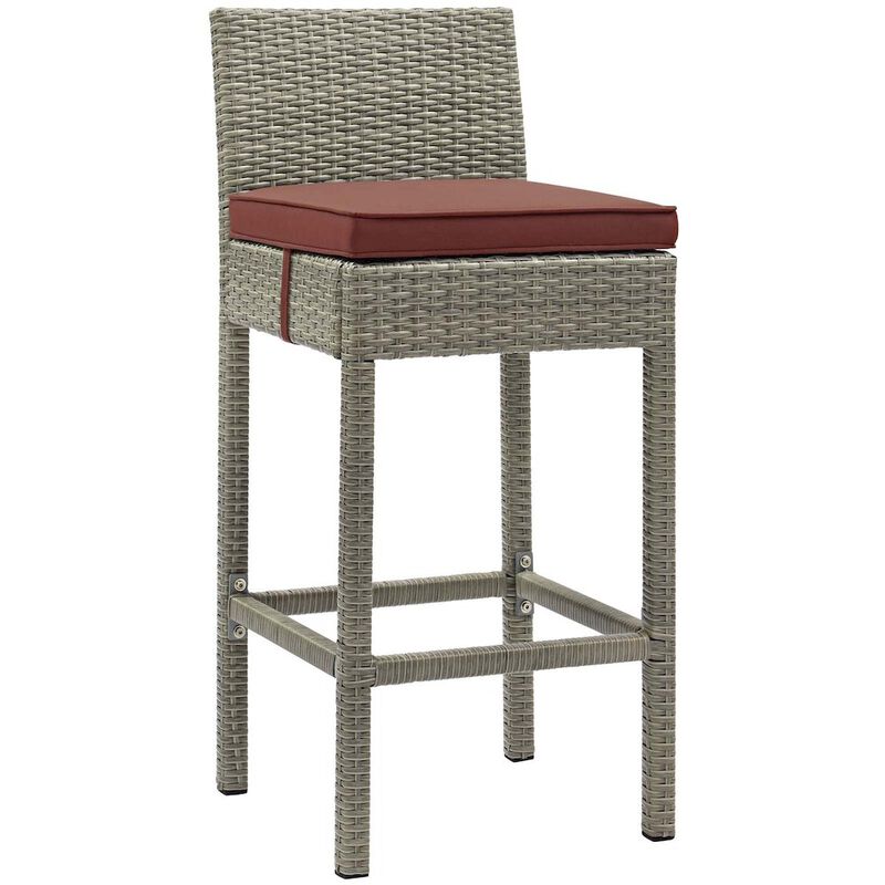 Modway EEI-3604-LGR-PER Conduit Outdoor Patio Wicker Rattan Bar Stools, Set of 2, Light Gray Peridot image number 1