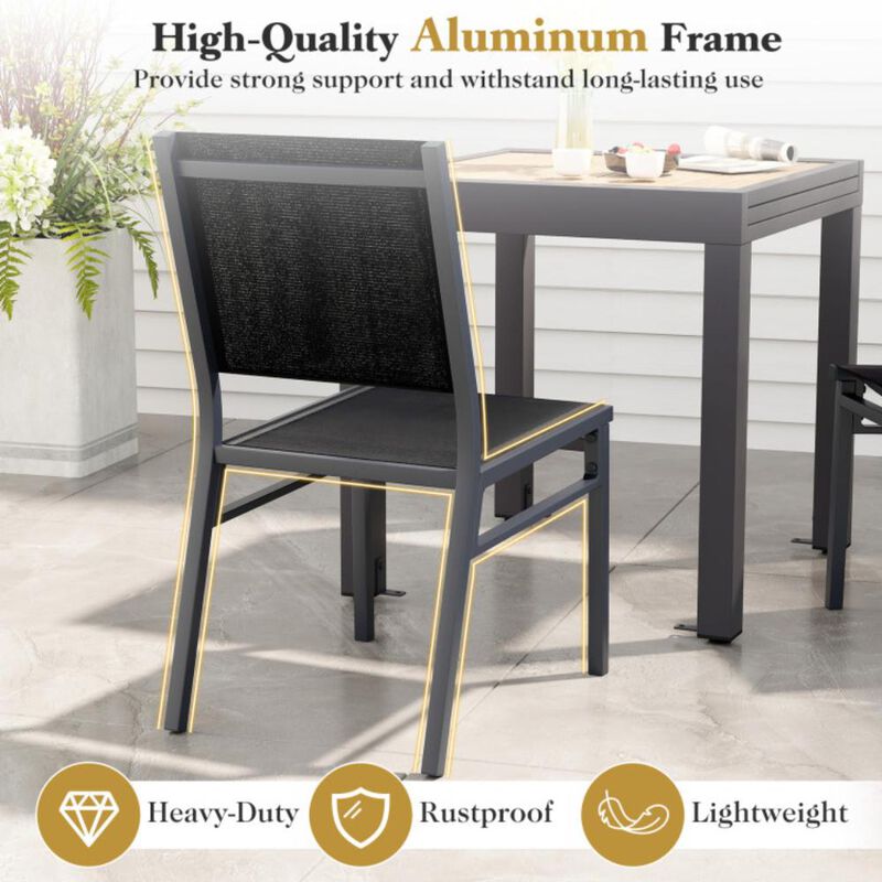 Hivvago Outdoor Dining Chairs with Breathable Seat and Backrest for Backyard Porch Poolside