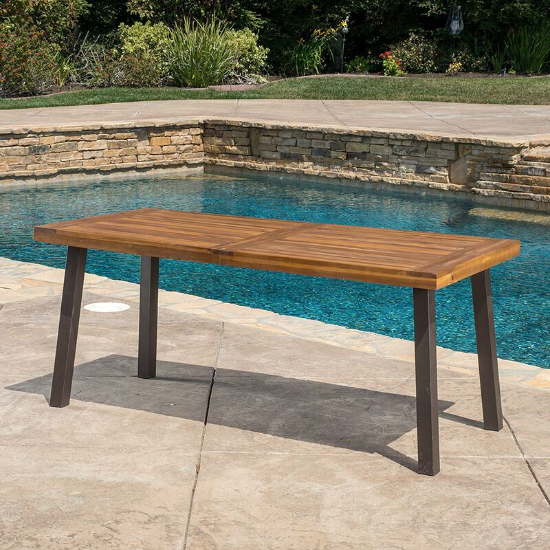 Elegant Acacia Wood Patio Table &ndash; Outdoor Dining Table with Teak Finish image number 1