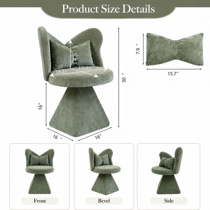 GOODSILO 360 Swivel Butterfly Back Vanity Chair Armless Accent Makeup Seating for Dining, Bedroom, Study and Recreational Use