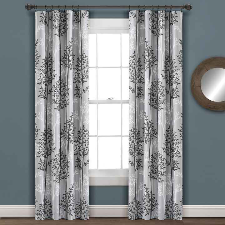 Linear Tree Insulated Rod Pocket Blackout Window Curtain Panels