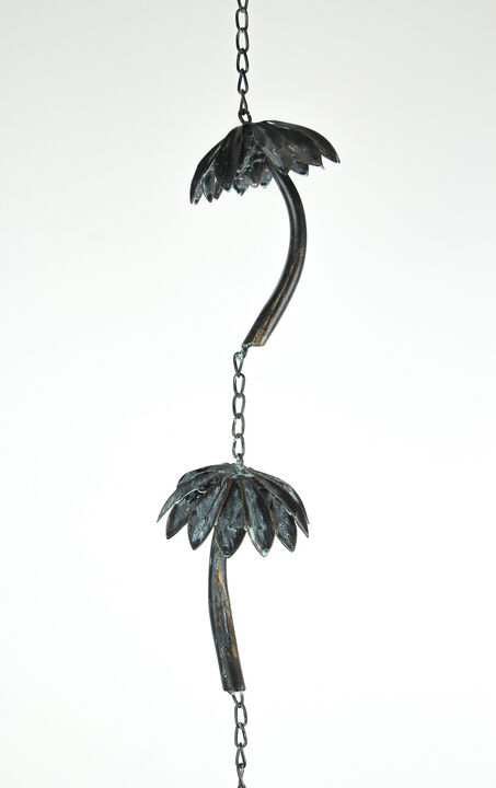 Metal Tropical Palm Tree Rain Chain with Attached Hanger 72 inch
