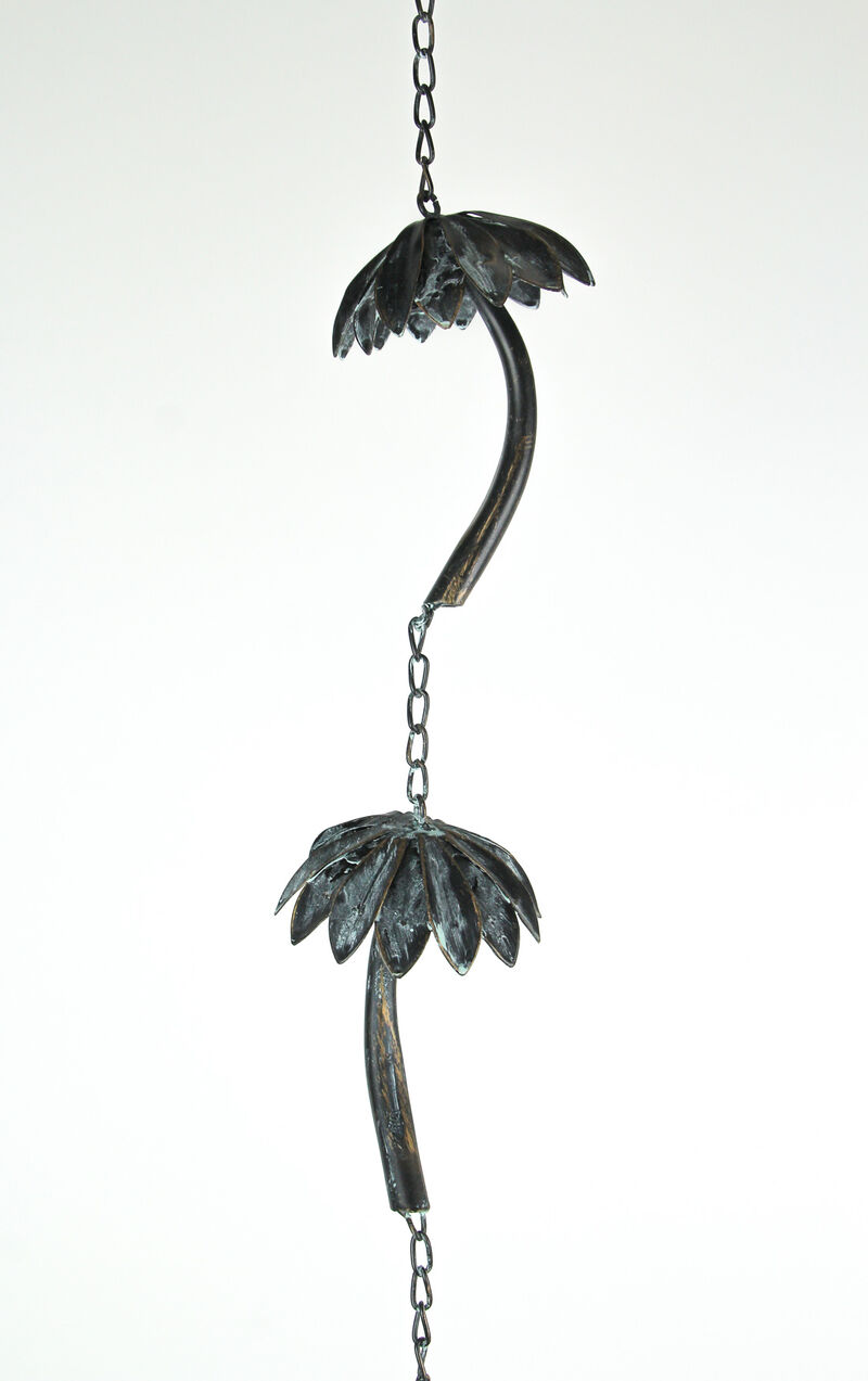 Metal Tropical Palm Tree Rain Chain with Attached Hanger 72 inch image number 1