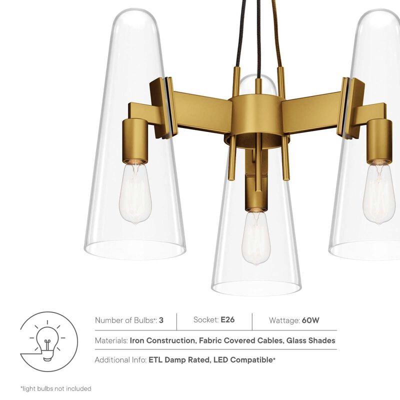 Beacon 3-Light Pendant Light in Clear Satin Brass image number 6