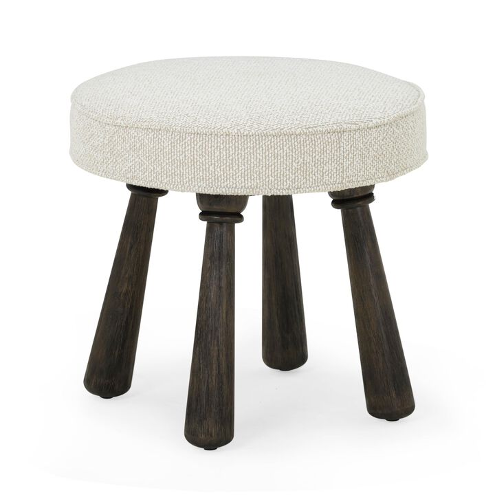 TOV Furniture Pookie Cream Chenille Boucle Stool