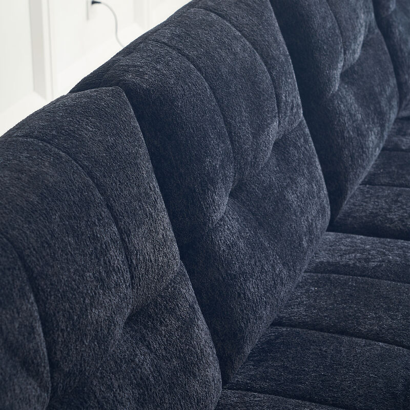 Vindhu 141.73'' Chenille Upholstery Material Modular Sofa image number 4