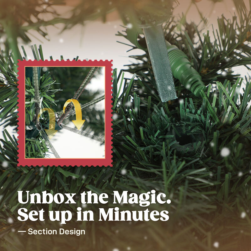 BreeBe 7 ft Prelit Christmas Tree with 300 LED Lights and Metal Stand image number 7