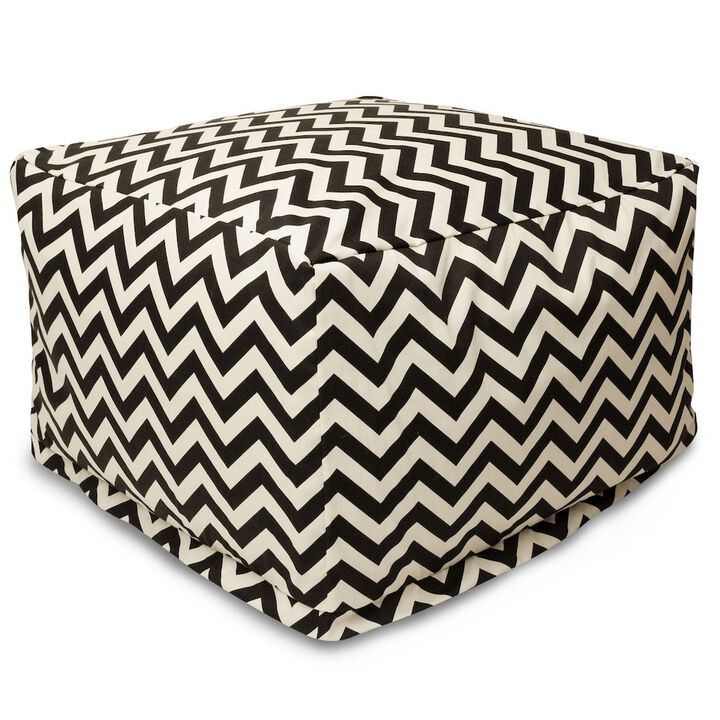 Majestic Home Goods Ottoman Pouf Chevron Black