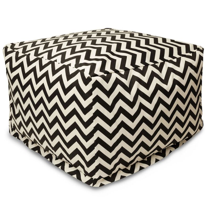 Majestic Home Goods Ottoman Pouf Chevron Black