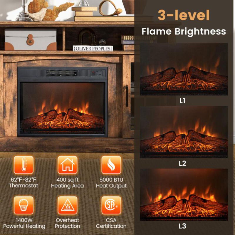Hivvago Fireplace TV Stand for TVs Up to 65 Inch with Side Cabinets and Remote Control
