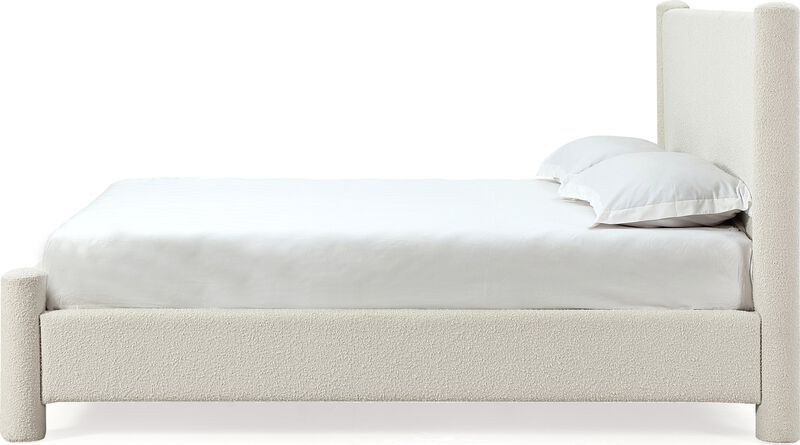 Burke California King-size Upholstered Platform Bed in Cottage Cheese Boucle image number 6