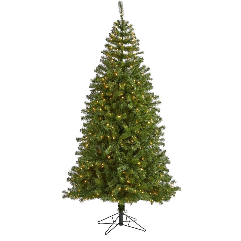 Nearly Natural Springfield Artificial Christmas Tree with Warm Clear Lights and Bendable Branches