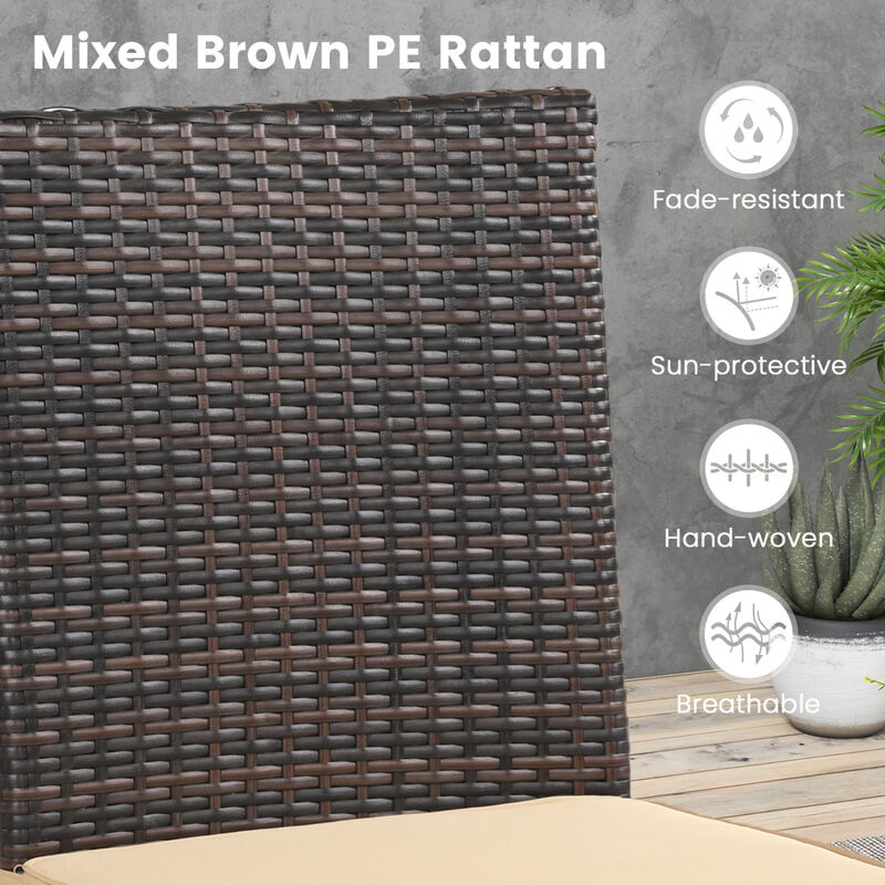 Outdoor Rattan Wicker Dining Chairs Set of 4 with Cushioned Seats image number 6