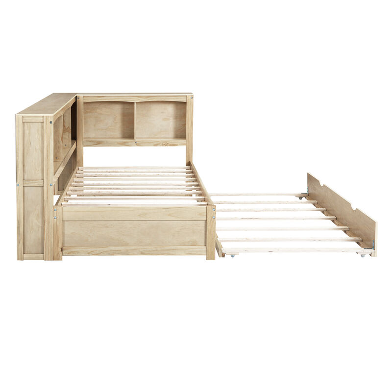 Whisen Morden Design Twin Size Daybed with Trundle, Storage Cabinets and USB Ports image number 4