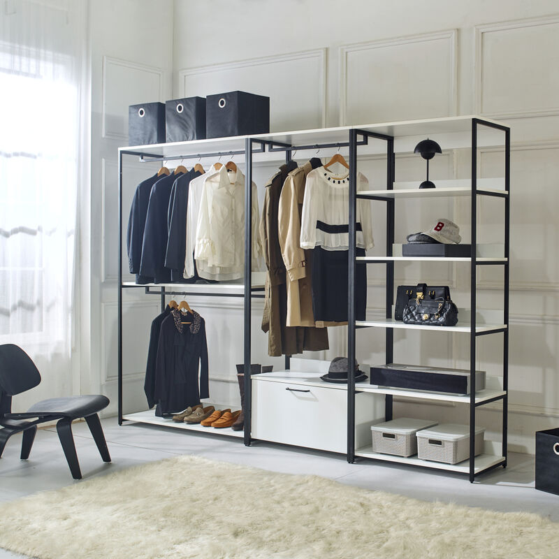 Fiona 47" Wood and Metal Walk-in Closet with One Shelf