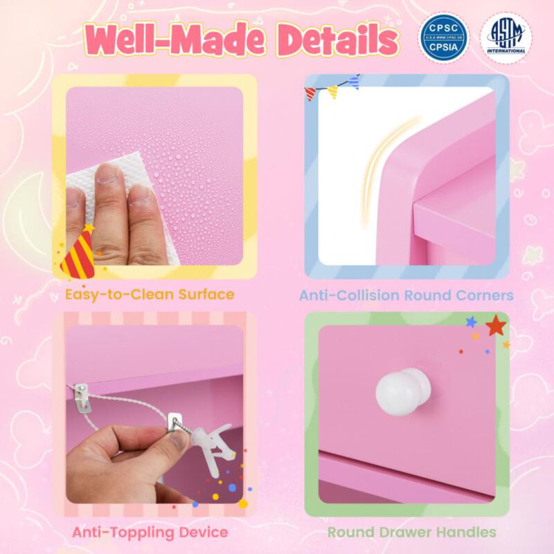 Hivvago Kids Vanity Set with Mirror Princess Makeup Dressing Desk and Chair Set with Mirror