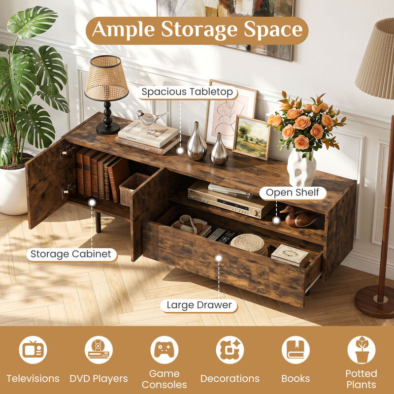 Modern Entertainment Center TV Stand with Storage Cabinet and Metal Legs image number 6