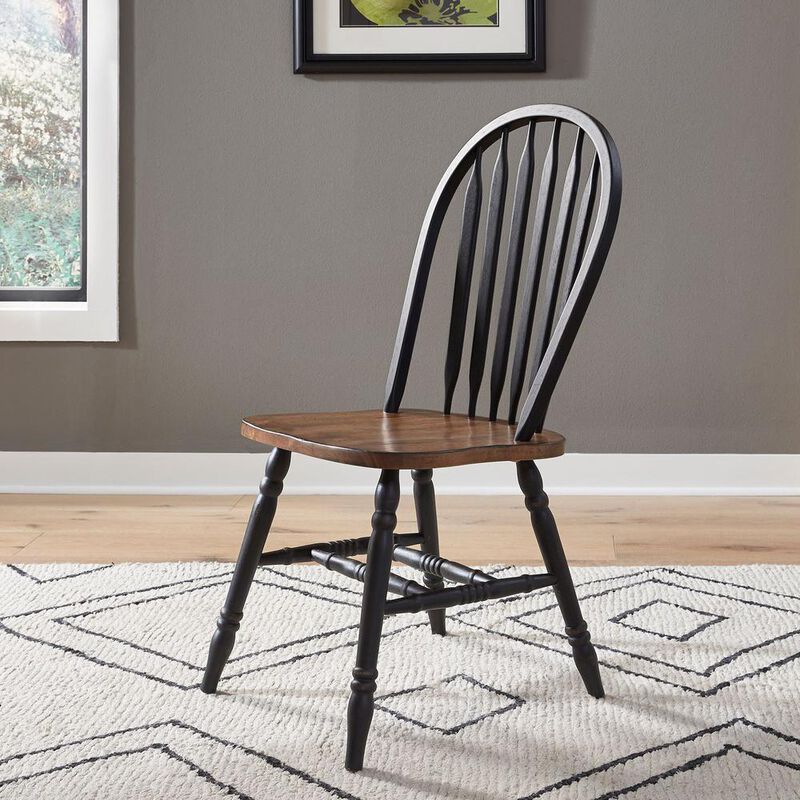 Liberty Furniture Carolina Crossing Windsor Side Chair- White in White w/ Antique Honey Top image number 5