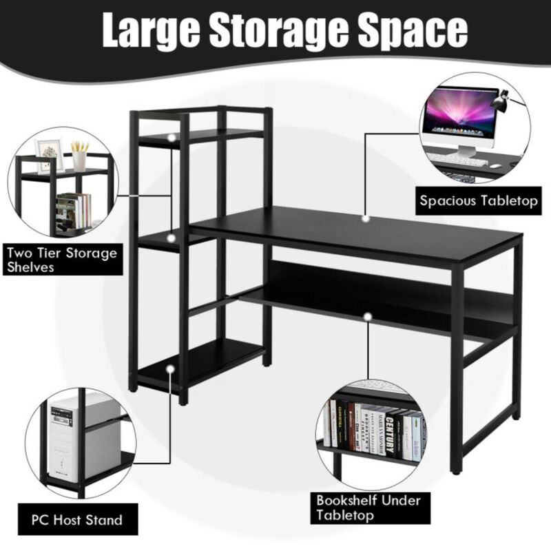 Computer Desk  Workstation with  4-Tier Storage Shelves