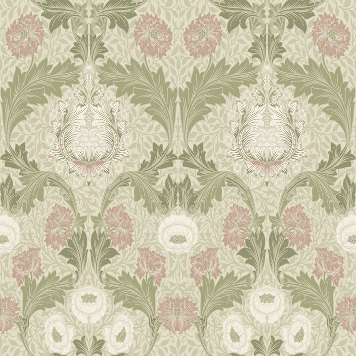 Myrtle Mauve Floral Ogee Wallpaper