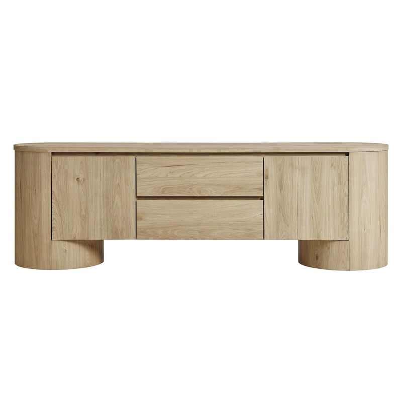 Modway Duval 71 Inch Oval TV Stand in Black &ndash; Low Profile Mid Century Modern Media Cabinet - Living Room Entertainment Center with Storage image number 6