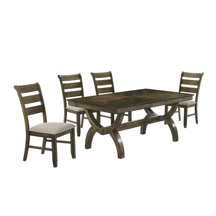 Best Quality Furniture 5pc wood dining set with ladderback side chairs