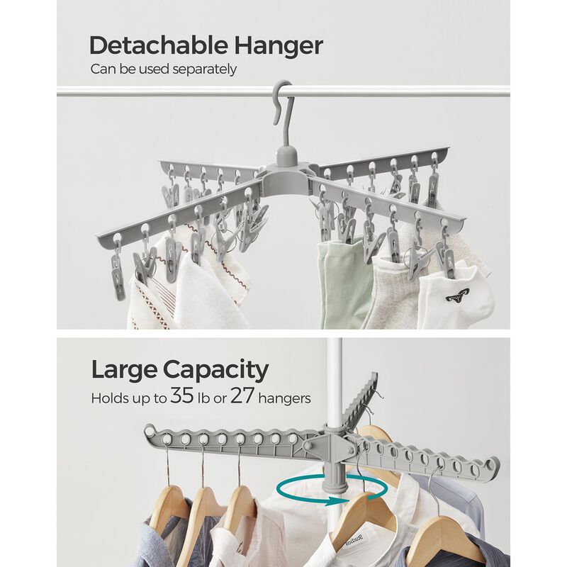 Foldable Indoor Rotary Garment Rack with 2-Tier Quadripod Frame