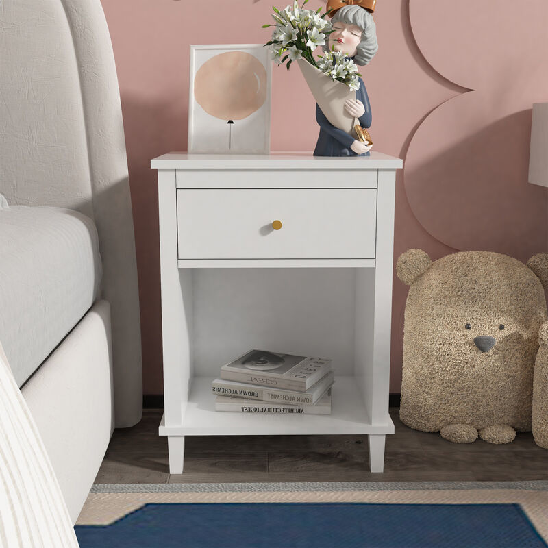 Wooden Nightstand with One Drawer One Shelf