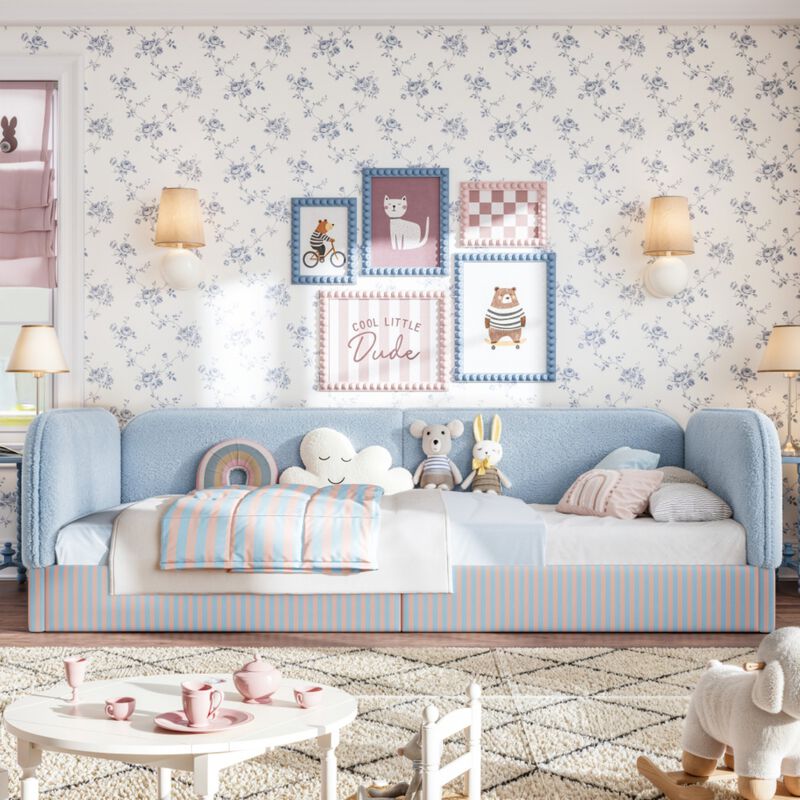Kekges Teddy Boucl&eacute; Upholstered Kids Daybed Frame image number 2