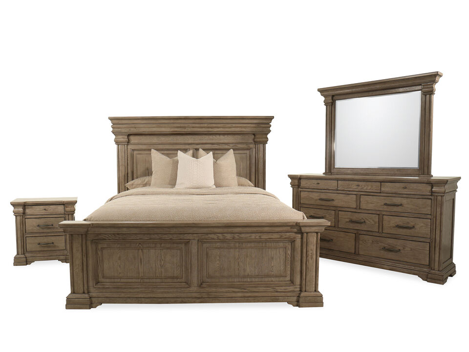 4-Piece Traditional King Panel Bed Set in Griege