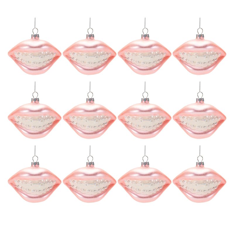 Braces-Themed Glass Ornaments &ndash; Set of 12 Holiday Decorations for Dentist Offices, Gifts, or Whimsical Trees