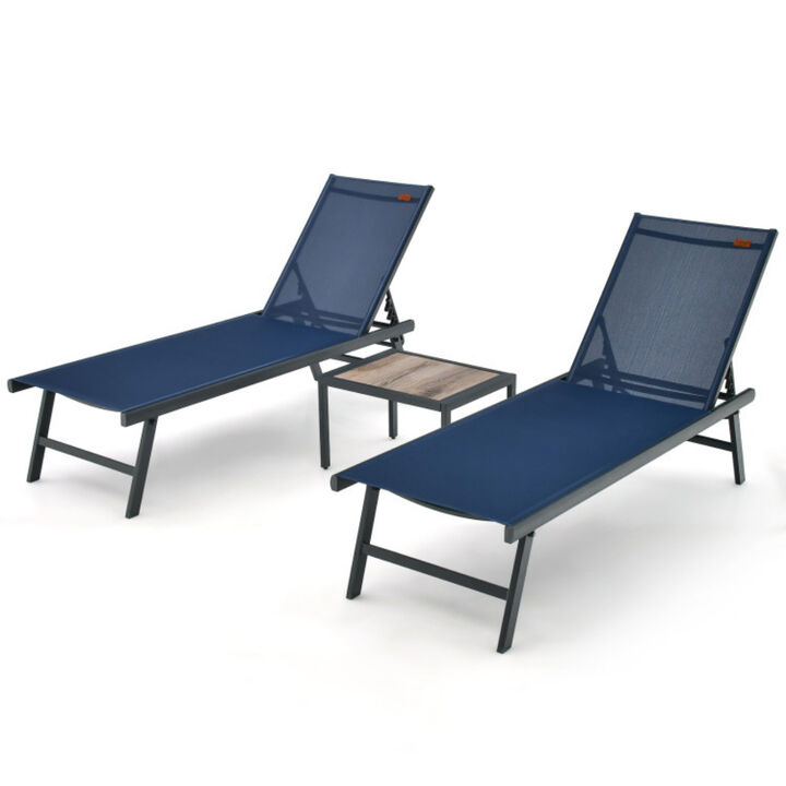 3-Piece Poolside Patio Set with Chaise Lounge Chairs and Side Table