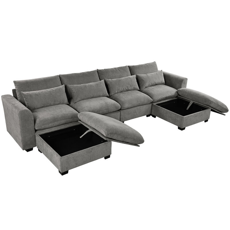 Merax Modular Corner Sofa with 2 Ottomans image number 6