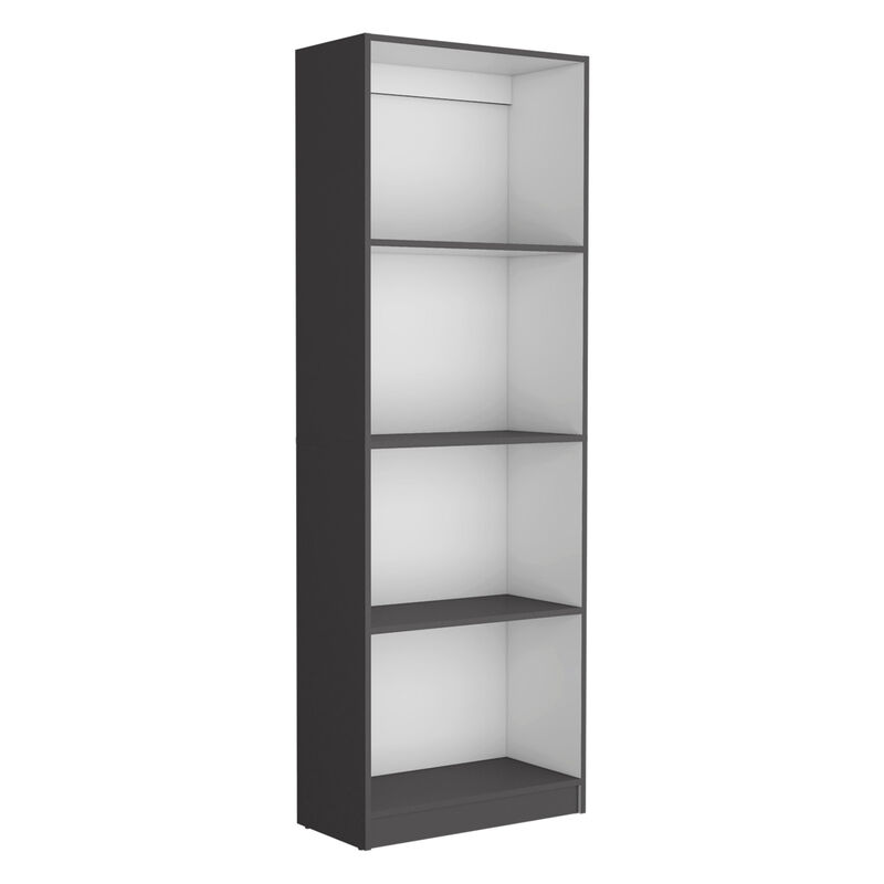 HomeRoots 71" Gray And White Wood Four Tier Bookcase image number 0