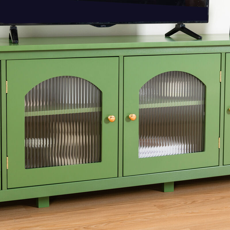 Streamdale Stylish 71-Inch TV Stand with Antique Green Glass Door