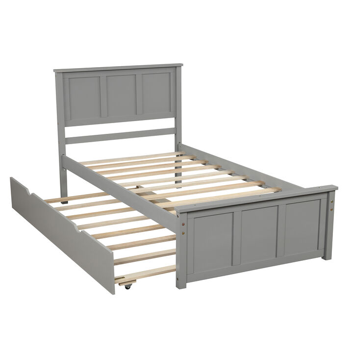Merax Platform Bed with Twin Trundle