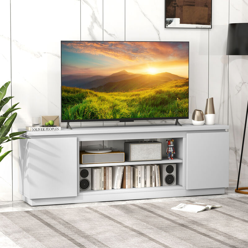 Contemporary TV Stand with Adjustable Storage & Anti-Tip Kit for TVs up to 80 Inches
