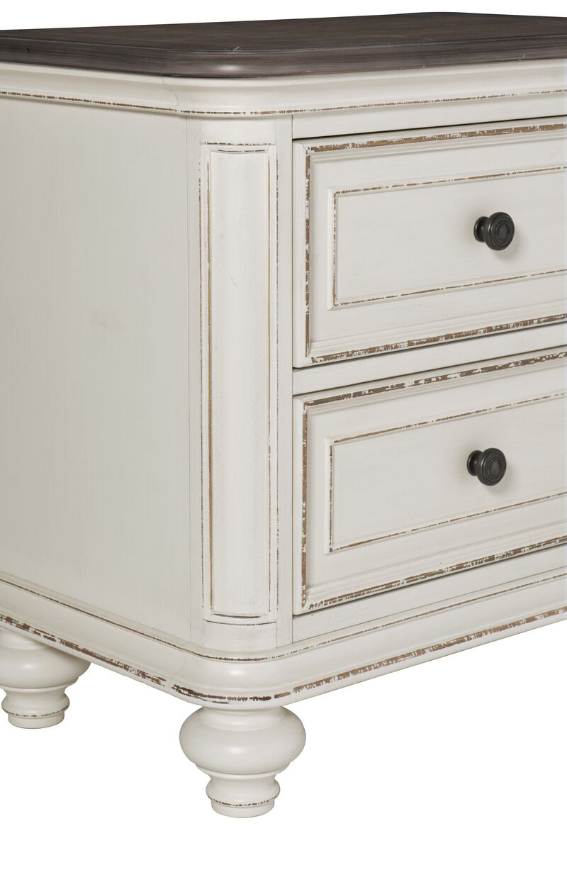 Streamdale Antique Nightstand in White and Gray