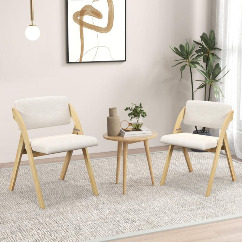 Hivvago Set of 2 Folding Kitchen Dining Chairs with Rubber Wood Legs