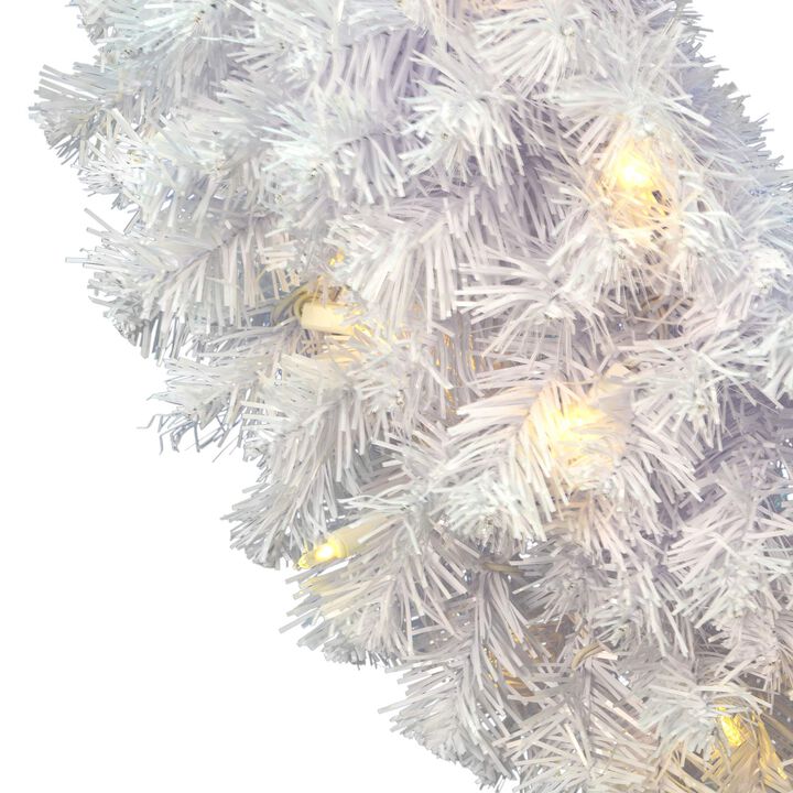Vickerman 36" Crystal White Spruce Artificial Christmas Wreath, Warm White LED Mini Lights - Faux Spruce Christmas Wreath - Seasonal Indoor Home Decor