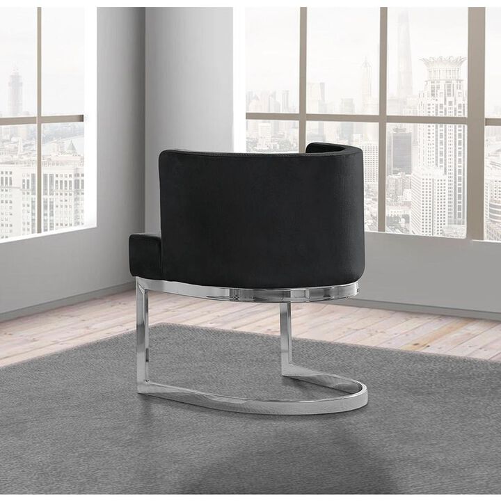 Best Quality Furniture Black Velvet Side Chair With Silver, Chrome Base - Single