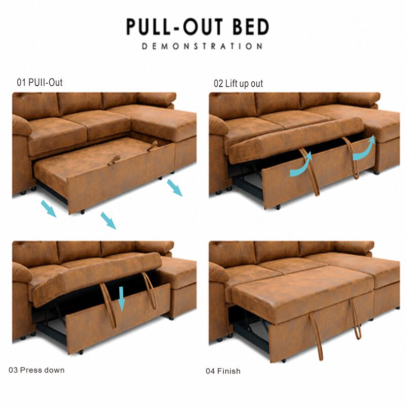 TATEUS  L-Shaped Pull-Out Sectional Sofa image number 3