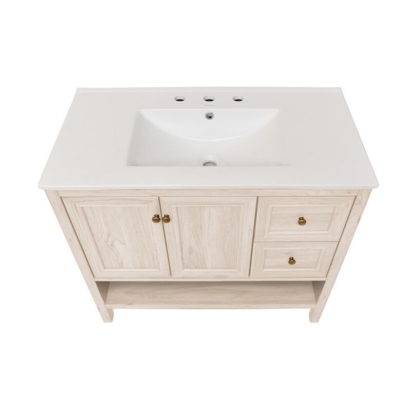 36" Freestanding Bathroom Vanity with 3-Hole Widespread Sink Top image number 2