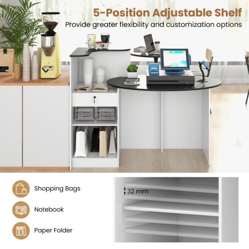 Hivvago Modern Reception Desk Front Counter Desk with Oval Tabletop