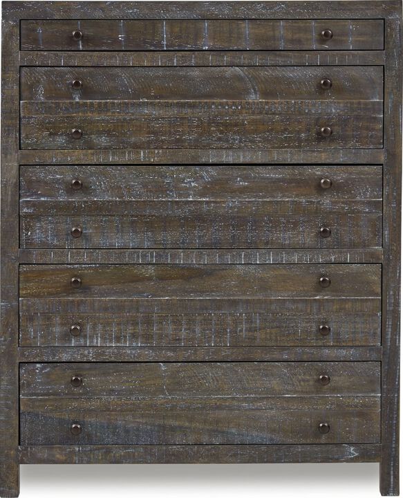 Townsend Solid Wood Five Drawer Chest in Gunmetal