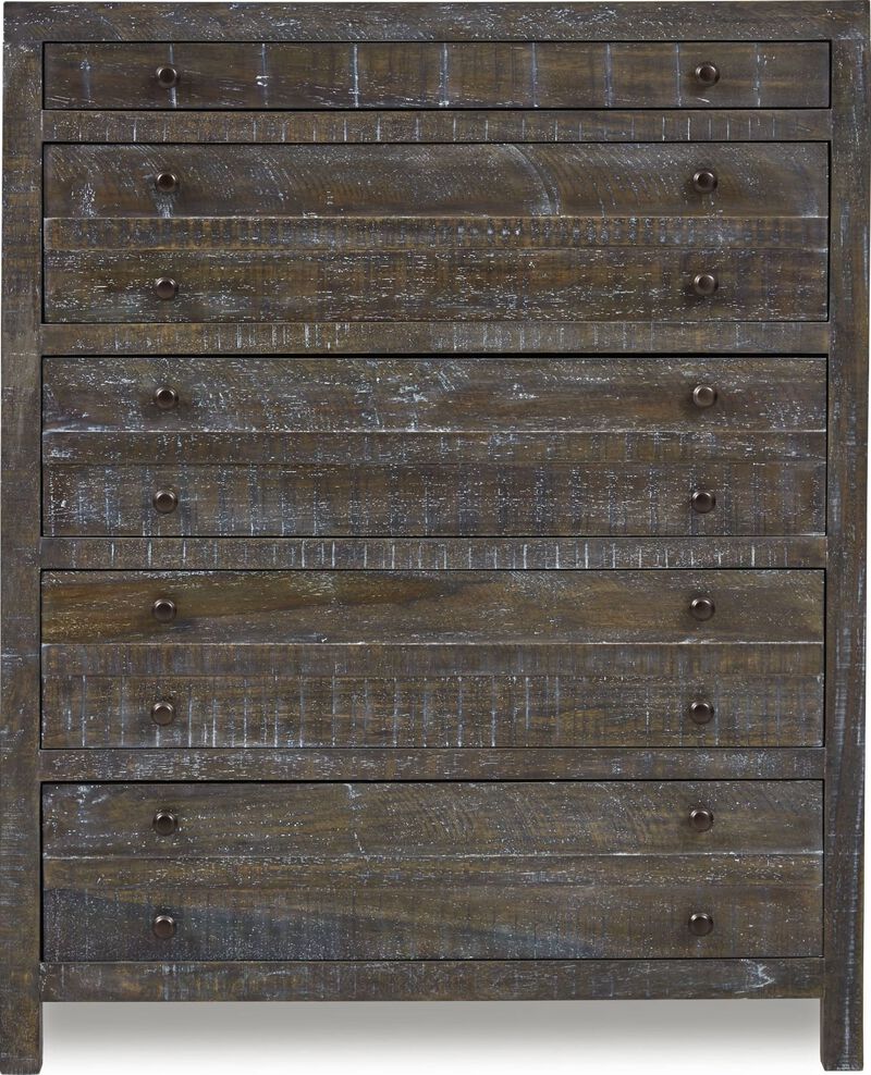Townsend Solid Wood Five Drawer Chest in Gunmetal